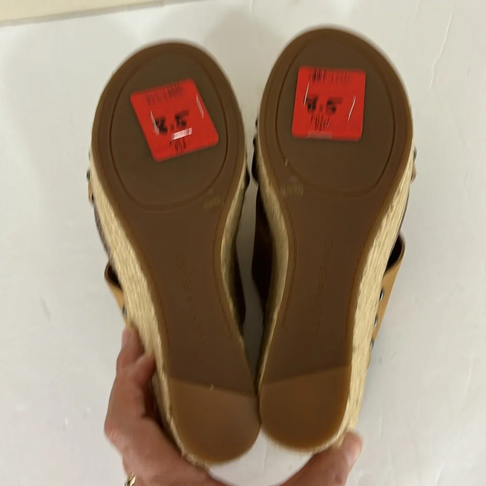 Lucky Brand LK-Neeka Tan Leather Platform Wedges Espadrilles 8.5 NWT